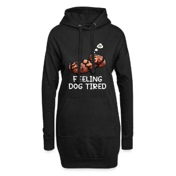 Se sentir fatigué par chien Teckel à poil dur Teckel teckel - Sweat-shirt à capuche long Femme - noir - Devant