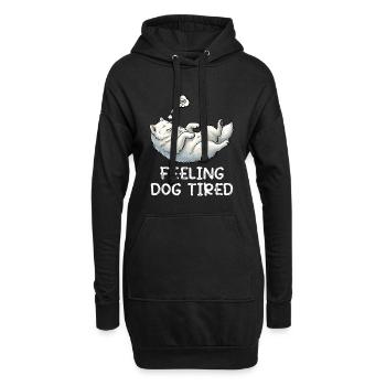 Se sentir fatigués par le chien Amoureux des Samoyèdes - Sweat-shirt à capuche long Femme - noir - Devant