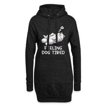 Se sentir fatigués par le chien Amoureux des Samoyèdes - Sweat-shirt à capuche long Femme - noir - Devant