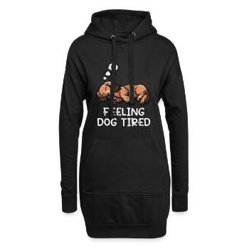 Se sentir fatigué par chien Teckel - Sweat-shirt à capuche long Femme - noir - Devant