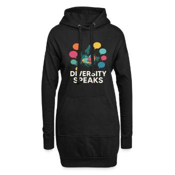 Vielfalt trifft Weltkugel - Hoodie-Kleid - Schwarz - Vorne