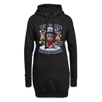 Ich filtere nur den Winter - Hoodie-Kleid - Schwarz - Vorne
