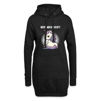 Nerv Mich Nicht Einhorn Einhörner Einhornfan  - Hoodie-Kleid - Schwarz - Vorne