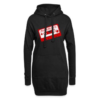 80er Jahre Kassette - Hoodie-Kleid - Schwarz - Vorne