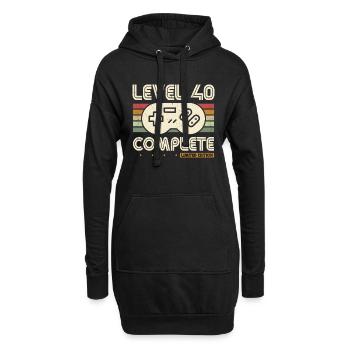 40e anniversaire niveau 40 Complete Retro cadeau - Sweat-shirt à capuche long Femme - noir - Devant