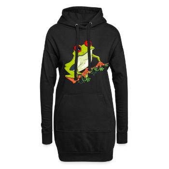 Red eyed Frog On A Vine - Hoodie Dress - black - Front