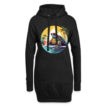 Tortue détendue sur la plage : Urlau tropicale - Sweat-shirt à capuche long Femme - noir - Devant