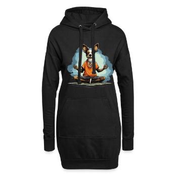 Chien de yoga Namaste réfrigéré méditant - Sweat-shirt à capuche long Femme - noir - Devant