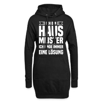 Ich bin Hausmeister ich finde Lösung Gebäudewart - Hoodie-Kleid - Schwarz - Vorne