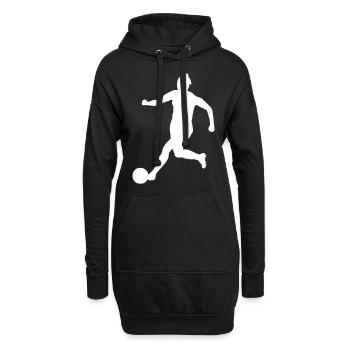 Frauen Fußball Fußballspielerin Design - Hoodie-Kleid - Schwarz - Vorne