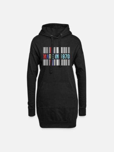 original 1970 geburtstag 52 jahre jubiläum barcode - Hoodie-Kleid - Schwarz
