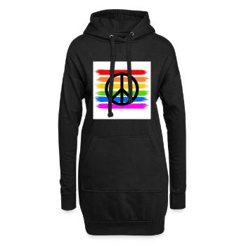 Peacezeichen auf LGBT Regenbogenfahne - Hoodie-Kleid - Schwarz - Vorne