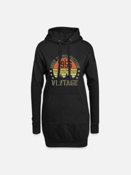 1956 Vintage Born 1956 Birthday Gift 1956 - Hoodie Dress - black