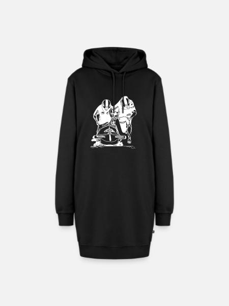 Wintersportler und Bobfahrer Zweierbob im Eiskanal - Hoodie-Kleid - Schwarz