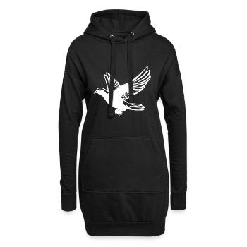 Pigeon en vol avec des ailes - Sweat-shirt à capuche long Femme - noir - Devant