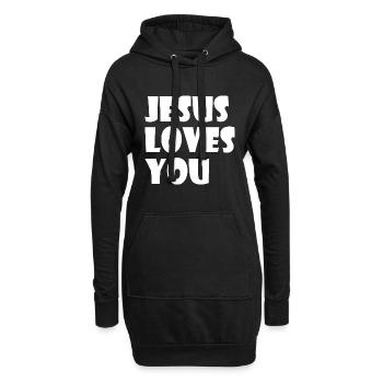 Jesus loves you - Sweat-shirt à capuche long Femme - noir - Devant