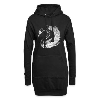 Eleganter kunstvoller Schwan mit Flügel - Hoodie-Kleid - Schwarz - Vorne