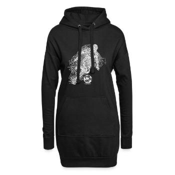 Geometrischer Fussballspieler rennt mit Ball - Hoodie-Kleid - Schwarz - Vorne
