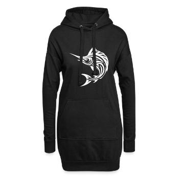 Schneller Segelfisch - Eleganter Schwertfisch - Hoodie-Kleid - Schwarz - Vorne