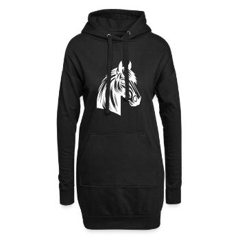 Pferdekopf Tattoo Style Porträt - Hoodie-Kleid - Schwarz - Vorne