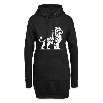 Stolzer Tribal Tattoo Löwe mit wilder Mähne - Hoodie-Kleid - Schwarz - Vorne