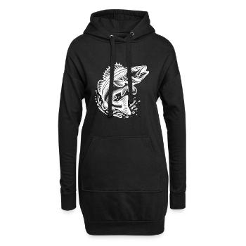 Springender Zander Fisch - Hoodie-Kleid - Schwarz - Vorne