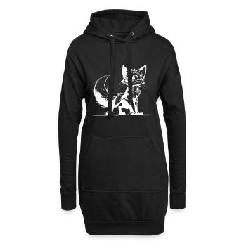Sympathique Clever Fox Stroke Dessin - Sweat-shirt à capuche long Femme - noir - Devant