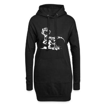 Frecher Raptor Baby Dino Kinder Bleistiftskizze - Hoodie-Kleid - Schwarz - Vorne