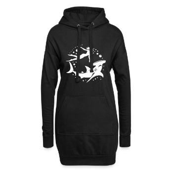 Hammerhai und Taucherin schweben Unterwasser - Hoodie-Kleid - Schwarz - Vorne