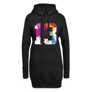 FARBIG NUMMER 13 BUNT 13. GEBURTSTAG - Hoodie-Kleid - Schwarz - Vorne