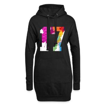 NUMÉRO COLORÉ 17 COLORÉ 17E ANNIVERSAIRE - Sweat-shirt à capuche long Femme - noir - Devant