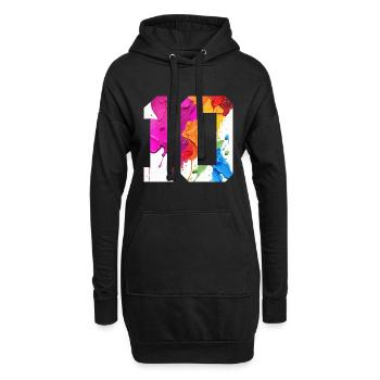 FARBIG NUMMER 10 BUNT 10. GEBURTSTAG - Hoodie-Kleid - Schwarz - Vorne