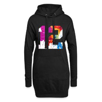 FARBIG NUMMER 12 BUNT 12. GEBURTSTAG - Hoodie-Kleid - Schwarz - Vorne