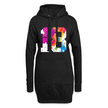 NUMÉRO COLORÉ 18 COLORÉ 18E ANNIVERSAIRE - Sweat-shirt à capuche long Femme - noir - Devant