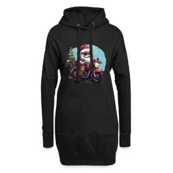 Lustiger Weihnachtsmann Gnome auf einem Motorrad - Hoodie-Kleid - Schwarz - Vorne