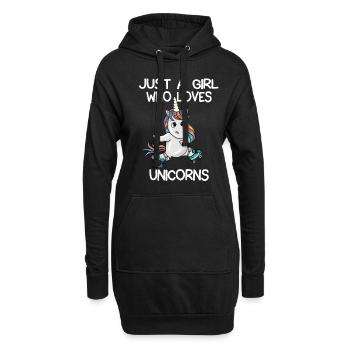 Juste une fille qui aime les licornes - Sweat-shirt à capuche long Femme - noir - Devant