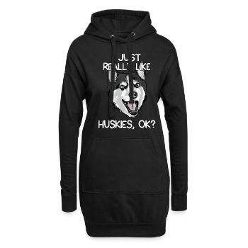 J'aime vraiment les Huskies, d'accord? - Sweat-shirt à capuche long Femme - noir - Devant