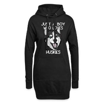 Juste un garçon qui aime les huskies - Sweat-shirt à capuche long Femme - noir - Devant