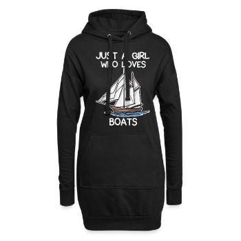 Just A Girl Who Loves Boats - Hoodie-Kleid - Schwarz - Vorne