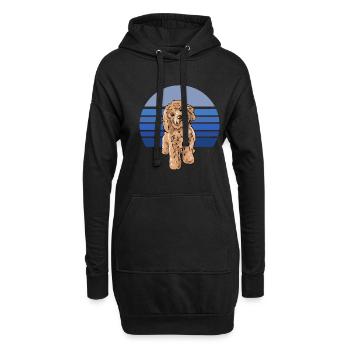 Cockapoo Blau Retro - Hoodie-Kleid - Schwarz - Vorne