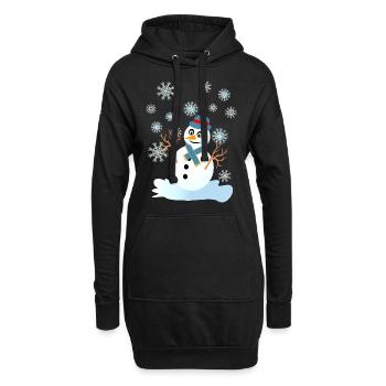 Schneemann und Schneeflocken coole Weihnachten - Hoodie-Kleid - Schwarz - Vorne