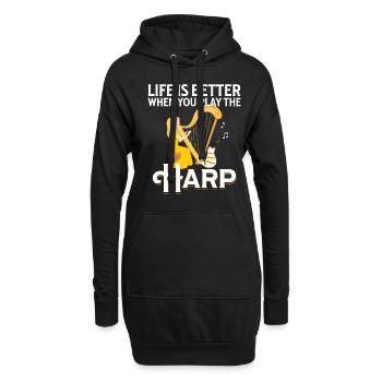 Harfenspieler Better When You Play The Harp - Hoodie-Kleid - Schwarz - Vorne