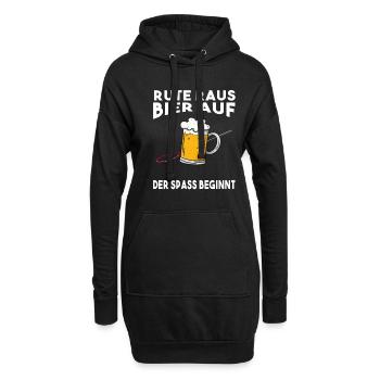 Rute raus Bier auf der Spass beginnt Angeln Angler - Hoodie-Kleid - Schwarz - Vorne