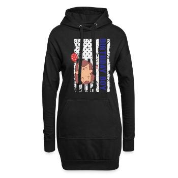 Hedgehog America 4 juillet Birthday Boy - Sweat-shirt à capuche long Femme - noir - Devant