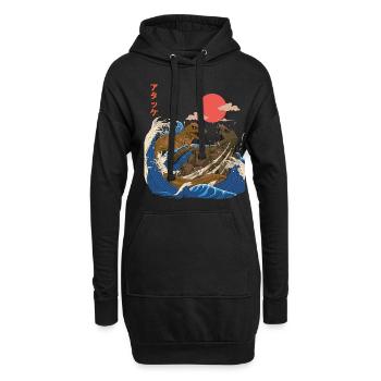 Dino - Riesenschildkröte Kampf - Retro Japan Style - Hoodie-Kleid - Schwarz - Vorne