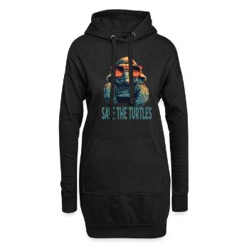 Turtle with Sunglasses - Celebrate Earth Day Save - Hoodie-Kleid - Schwarz - Vorne