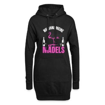 Nie ohne meine Mädels Wein Flamingo - Hoodie-Kleid - Schwarz - Vorne