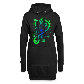 Herz mit Pfötchen und Sternen - Hoodie-Kleid - Schwarz - Vorne