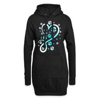 Herz mit Pfötchen und Sternen - Hoodie-Kleid - Schwarz - Vorne