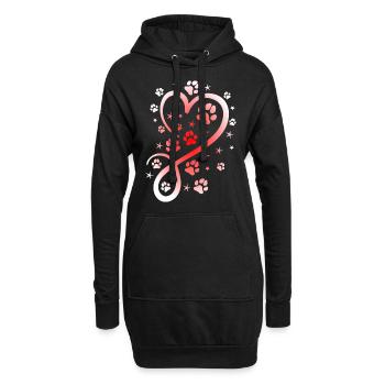 Herz mit Pfötchen und Sternen - Hoodie-Kleid - Schwarz - Vorne